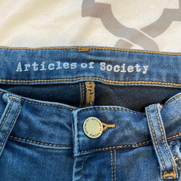 Articles of Society Sarah Skinny Jeans Blue Med Wash Distressed Denim 5-Pocket 2 - Picture 4 of 11